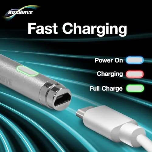 BoxWave AccuPoint Active Stylus for Clover Mini | Ultra Fine Tip, 12H Battery, Metallic Silver thumbnail 5