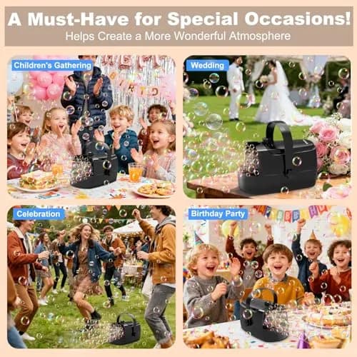 Zerhunt Durable Bubble Machine for Party | 18000+ Bubbles/Min High Output | 320ml Tank, 30 Min Playtime | ASTM Certified thumbnail 5