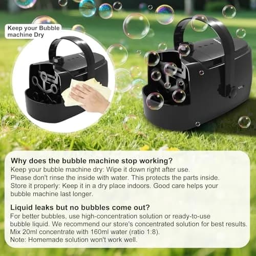 Zerhunt Durable Bubble Machine for Party | 18000+ Bubbles/Min High Output | 320ml Tank, 30 Min Playtime | ASTM Certified thumbnail 9