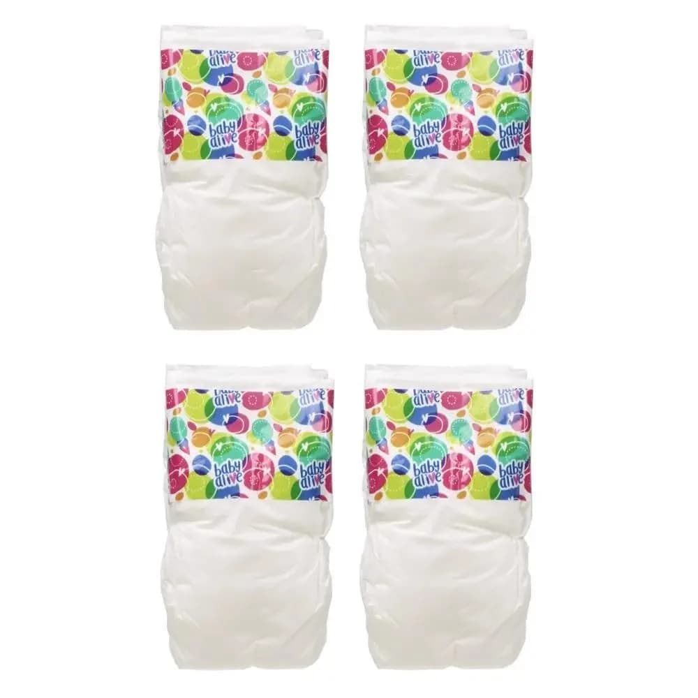 Baby Alive Doll Diaper Refill 4-Pack for Kids 3+ | Compatible with Drink & Wet Dolls — Multicolor