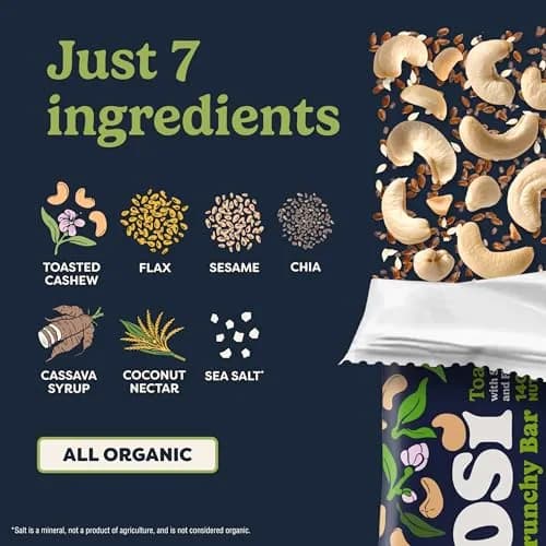 Tosi Plant Based Nut Bars Cashew 12 Pack | Gluten-Free Vegan Snack with Omega 3 (2.4oz each) thumbnail 5