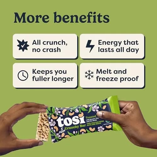 Tosi Plant Based Nut Bars Cashew 12 Pack | Gluten-Free Vegan Snack with Omega 3 (2.4oz each) thumbnail 6