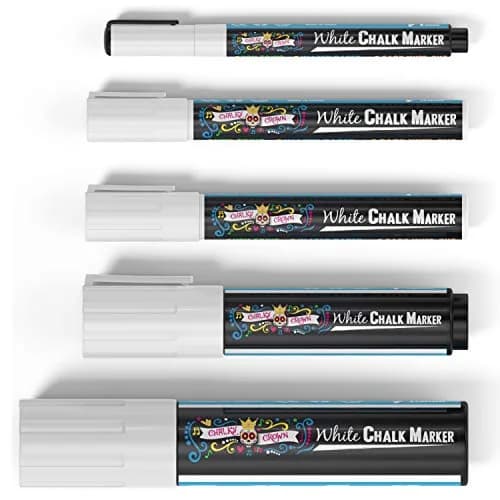 CHALKY CROWN White Liquid Chalk Markers - 5 Pack (1, 3, 6, 10, 15mm) | Eco-Friendly, Kid Safe & Erasable thumbnail 6