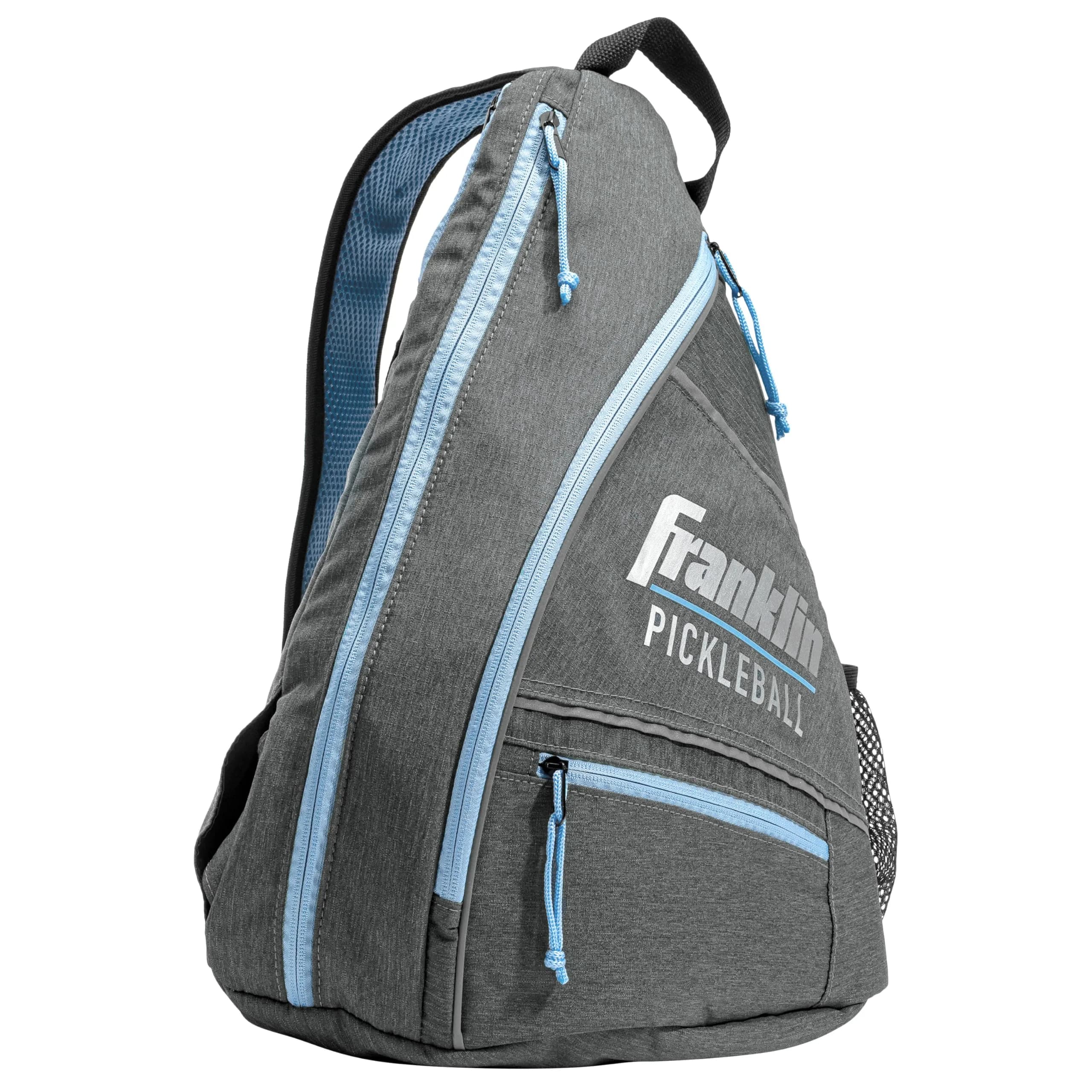 Franklin Sports Pickleball Sling Bag - Holds 6 Paddles, Gray/Blue | Durable Polyester, Adjustable Strap