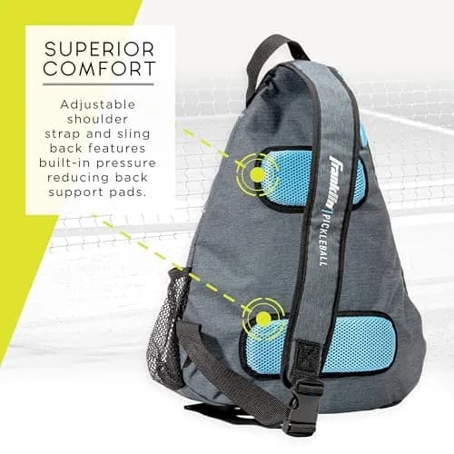 Franklin Sports Pickleball Sling Bag - Holds 6 Paddles, Gray/Blue | Durable Polyester, Adjustable Strap thumbnail 4