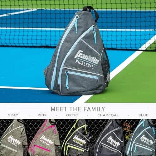 Franklin Sports Pickleball Sling Bag - Holds 6 Paddles, Gray/Blue | Durable Polyester, Adjustable Strap thumbnail 5
