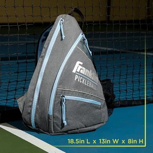 Franklin Sports Pickleball Sling Bag - Holds 6 Paddles, Gray/Blue | Durable Polyester, Adjustable Strap thumbnail 2