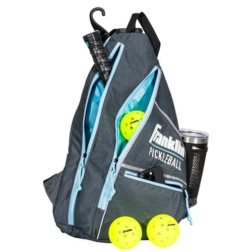 Franklin Sports Pickleball Sling Bag - Holds 6 Paddles, Gray/Blue | Durable Polyester, Adjustable Strap thumbnail 3