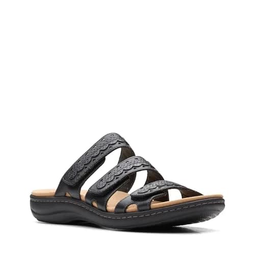 Clarks Women's Laurieann Cove Flat Sandals Black Leather 8.5 Narrow | 24/7 Comfort & Versatility thumbnail 4