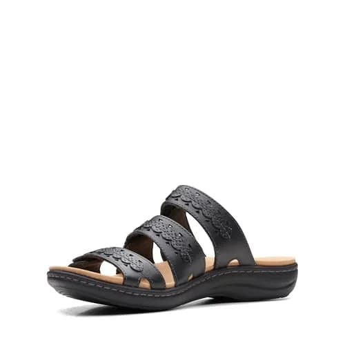Clarks Women's Laurieann Cove Flat Sandals Black Leather 8.5 Narrow | 24/7 Comfort & Versatility thumbnail 6