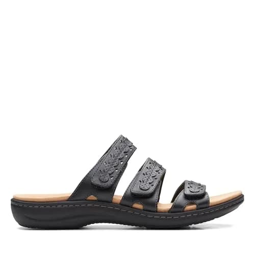 Clarks Women's Laurieann Cove Flat Sandals Black Leather 8.5 Narrow | 24/7 Comfort & Versatility thumbnail 3
