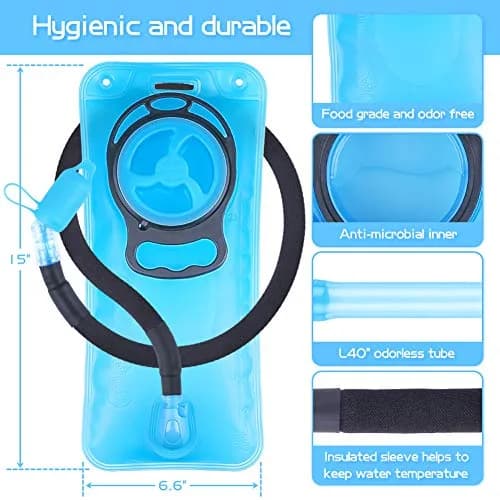 LANNEY 2L Hydration Bladder with Insulated Tube | Leak-Proof Water Storage Bag for Hiking Backpacks thumbnail 2