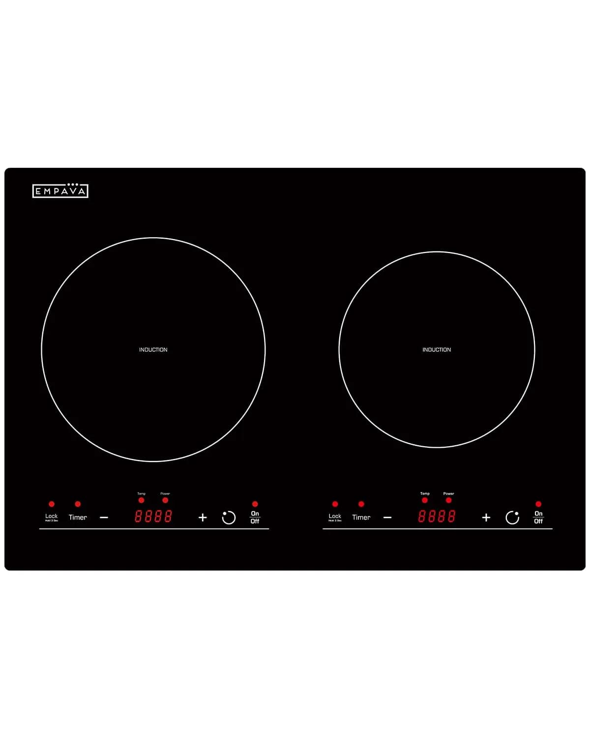 Empava 91.4cm (36 Inch) 5 Zone Induction Cooktop with Dual Bridge-SYNC, Black | 220V Compatible Stainless Steel Cooktop — 20 Inch