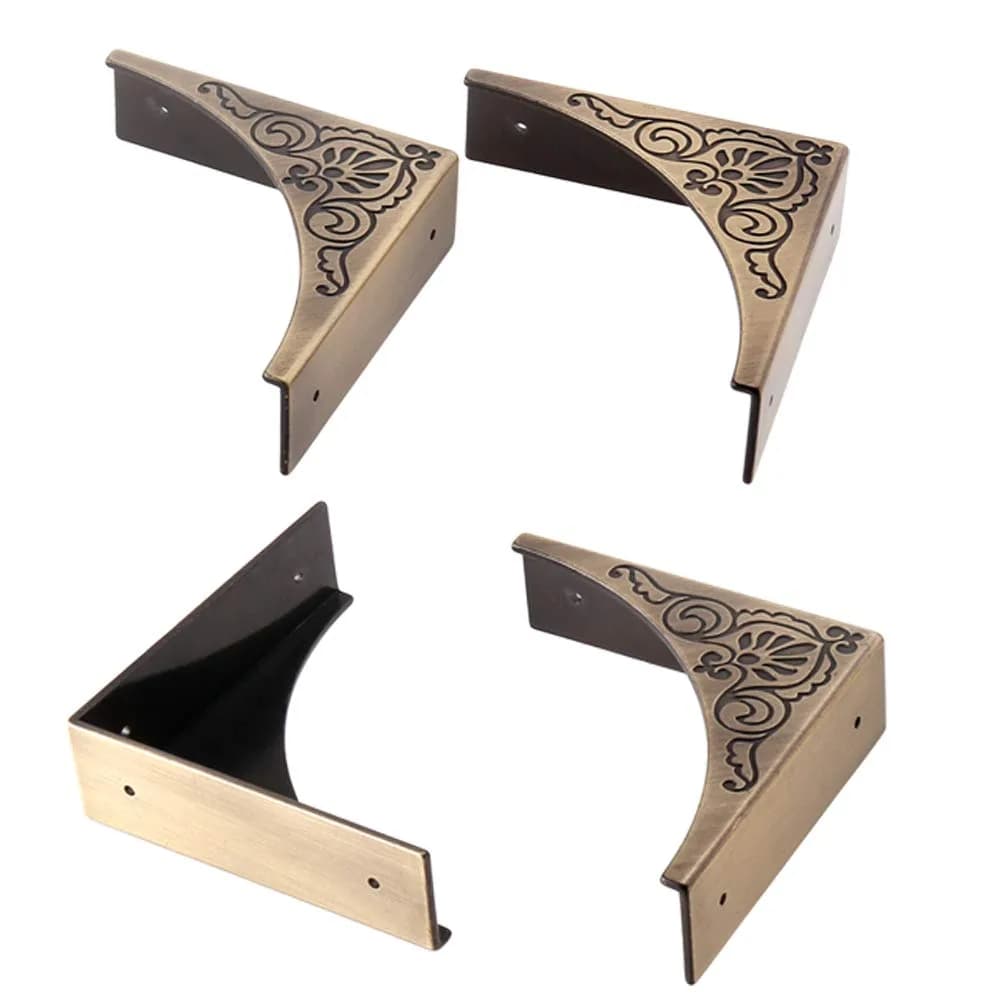 RFORPLY Black Metal Corner Protector 4 Pcs Antique Edge Safety Guard | Covers Damaged Corners — Bronze