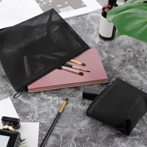Boao Mesh Zipper Makeup Bags | 3 Sizes, Nylon Mesh, Transparent, Lightweight, Travel Organizer thumbnail 4
