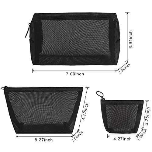 Boao Mesh Zipper Makeup Bags | 3 Sizes, Nylon Mesh, Transparent, Lightweight, Travel Organizer thumbnail 2