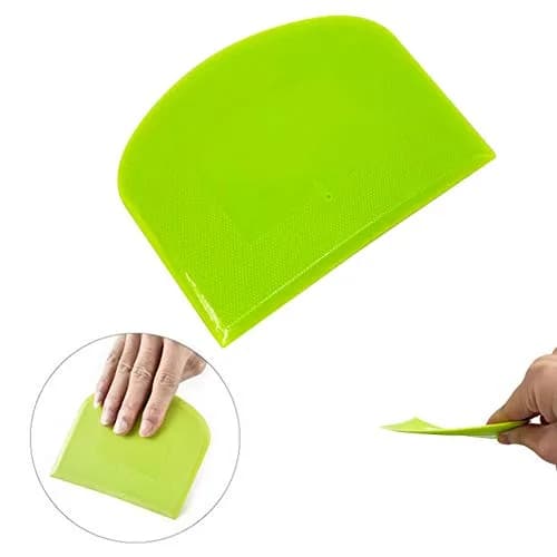 lasenersm Plastic Dough Scraper Set with 2 Flexible Bowl Scrapers, White & Green | 12 x 9.5cm (4.72" x 3.74") thumbnail 4