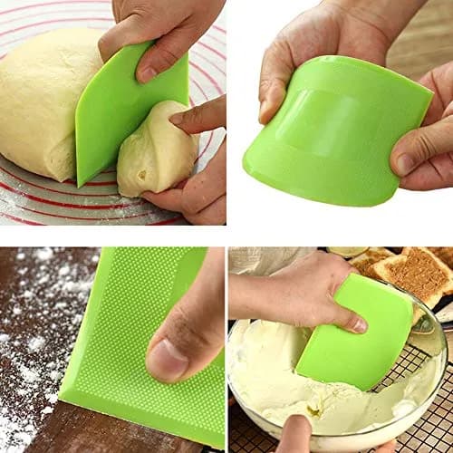 lasenersm Plastic Dough Scraper Set with 2 Flexible Bowl Scrapers, White & Green | 12 x 9.5cm (4.72" x 3.74") thumbnail 7