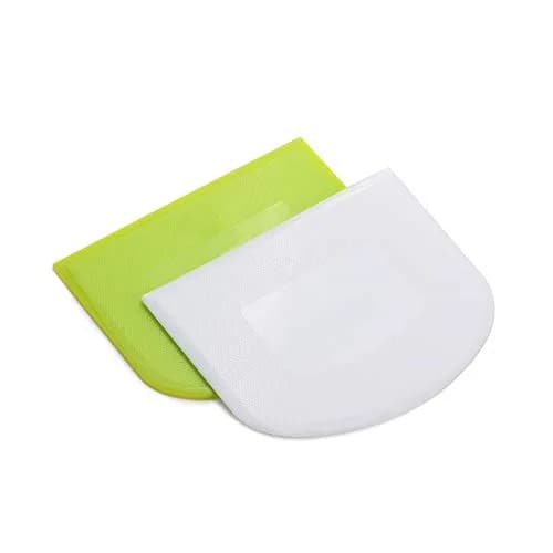 lasenersm Plastic Dough Scraper Set with 2 Flexible Bowl Scrapers, White & Green | 12 x 9.5cm (4.72" x 3.74") thumbnail 2