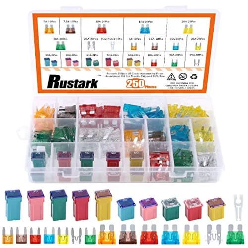 Rustark Automotive Fuses Assortment Kit 250pcs | Standard & Mini Car Blade Fuses, Low & Tall Profile, 4 Style, 251 Pieces thumbnail 1