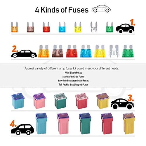 Rustark Automotive Fuses Assortment Kit 250pcs | Standard & Mini Car Blade Fuses, Low & Tall Profile, 4 Style, 251 Pieces thumbnail 5