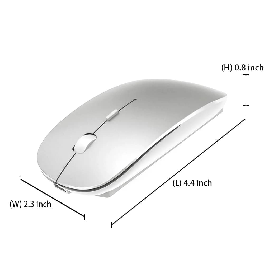 KLO Rechargeable Bluetooth 5.2/3.0/Type-C/USB-2.4G Mouse for MacBook/iPad, Wireless Mouse for Laptop/PC (Silver) - view 6