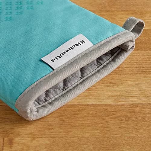 KitchenAid Oven Mitt Set, 7"x12.5", Aqua Sky, 2 Piece | Heat-Resistant Cotton & Silicone Grip thumbnail 4