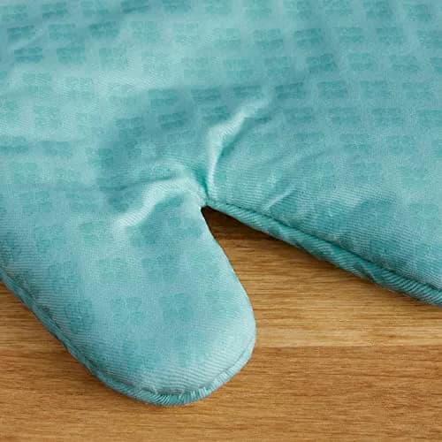 KitchenAid Oven Mitt Set, 7"x12.5", Aqua Sky, 2 Piece | Heat-Resistant Cotton & Silicone Grip thumbnail 3
