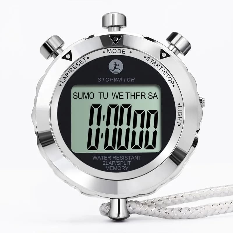 Rolilink Metal Stopwatch with Backlight & Alarm | 2 Lap Memory, 1/100 Sec Accuracy, 7.3cm (2.87in) thumbnail 3