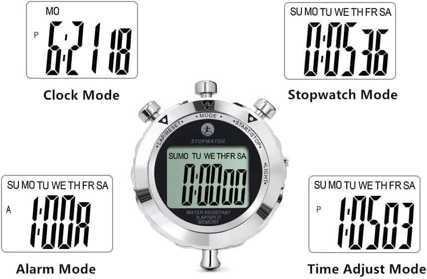 Rolilink Metal Stopwatch with Backlight & Alarm | 2 Lap Memory, 1/100 Sec Accuracy, 7.3cm (2.87in) thumbnail 6