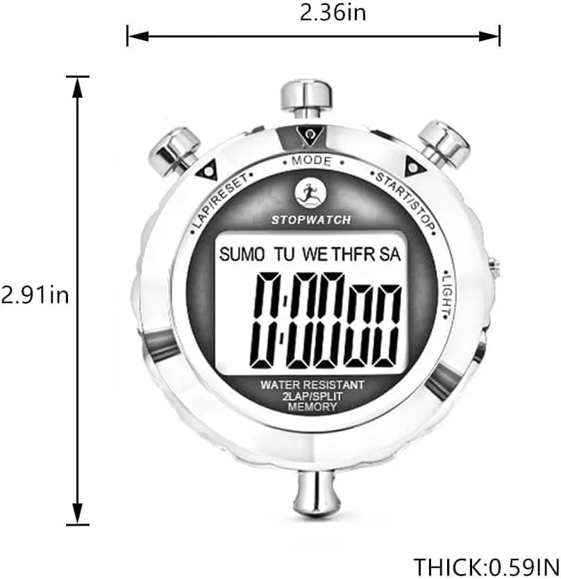 Rolilink Metal Stopwatch with Backlight & Alarm | 2 Lap Memory, 1/100 Sec Accuracy, 7.3cm (2.87in) thumbnail 8