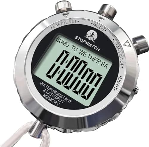 Rolilink Metal Stopwatch with Backlight & Alarm | 2 Lap Memory, 1/100 Sec Accuracy, 7.3cm (2.87in) thumbnail 9