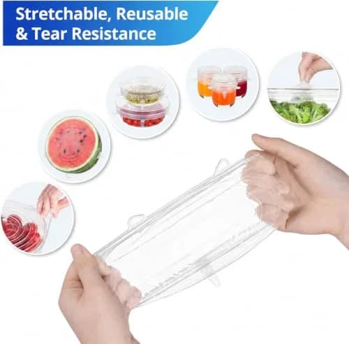 DAILY KISN Silicone Stretch Lids 6PCS | Reusable Food Covers for Bowls & Containers thumbnail 3
