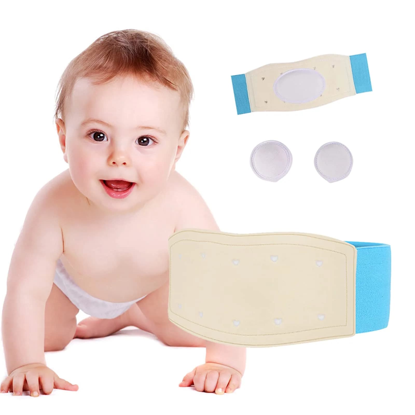 Paskyee Baby Umbilical Hernia Belt Blue | Adjustable Infant Belly Wrap for Newborns - main product image