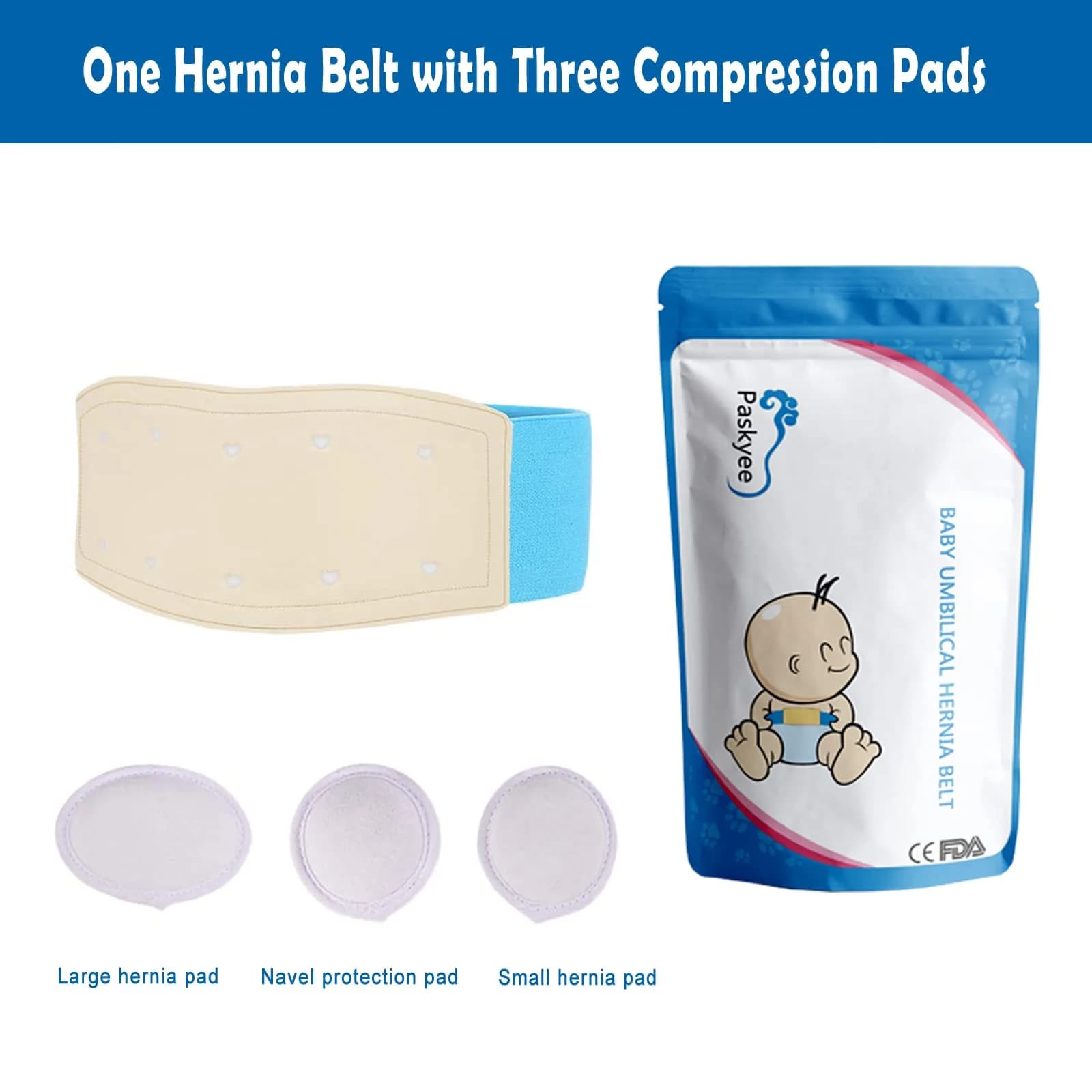 Paskyee Baby Umbilical Hernia Belt Blue | Adjustable Infant Belly Wrap for Newborns - view 2