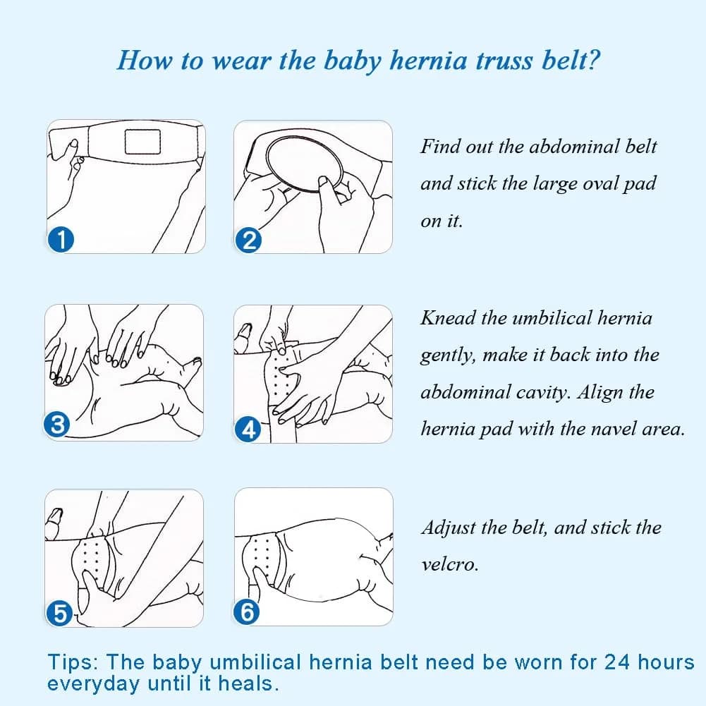 Paskyee Baby Umbilical Hernia Belt Blue | Adjustable Infant Belly Wrap for Newborns - view 4