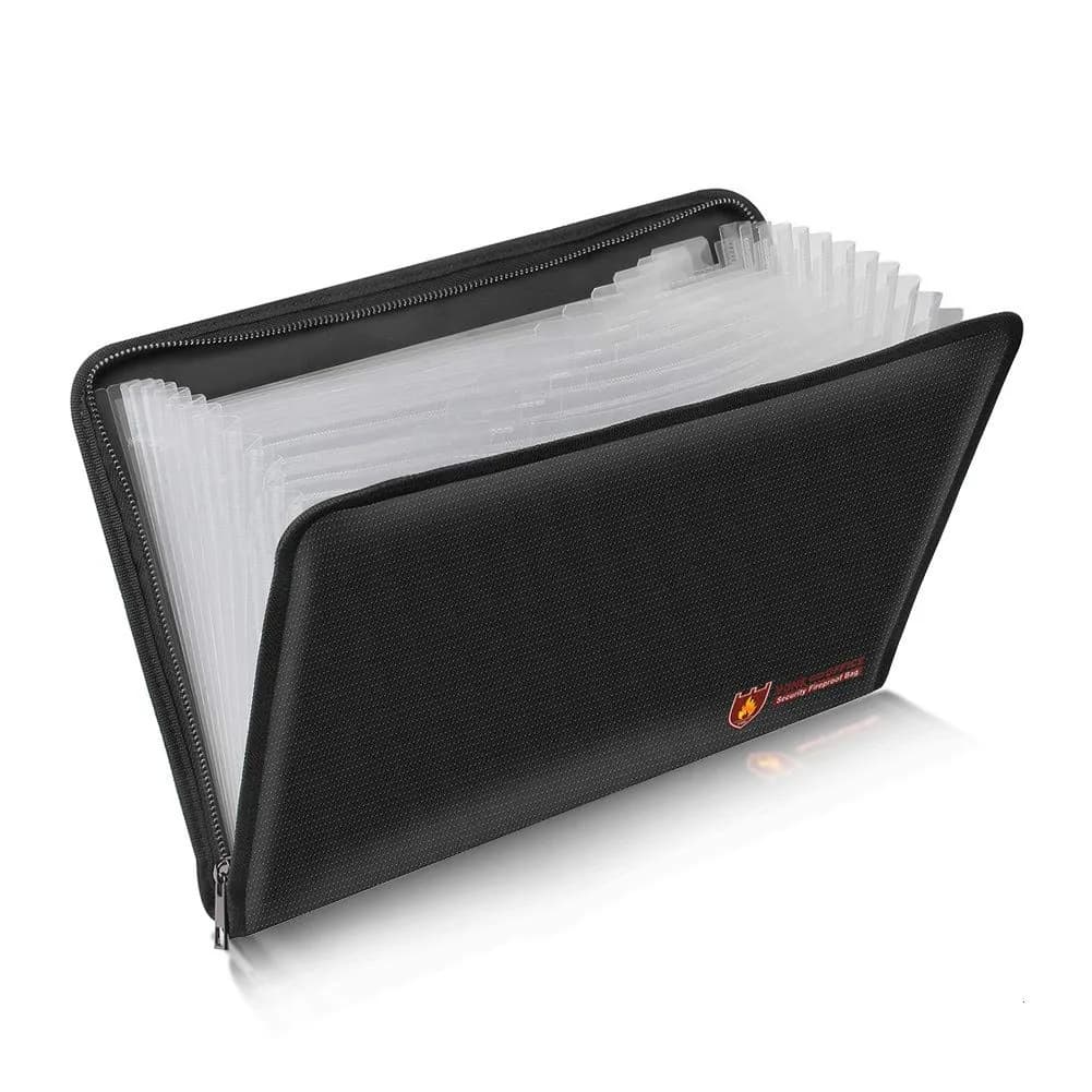 HSP-HSWITI Fireproof Document Bag Fire & Water Resistant File Folder 12 Pockets Clear | Waterproof Safe for Valuables