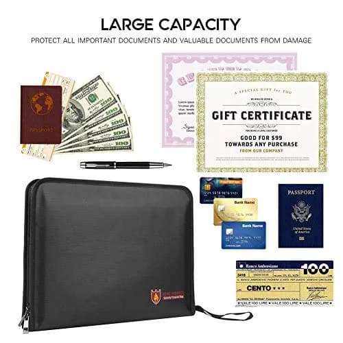 HSP-HSWITI Fireproof Document Bag Fire & Water Resistant File Folder 12 Pockets Clear | Waterproof Safe for Valuables thumbnail 5