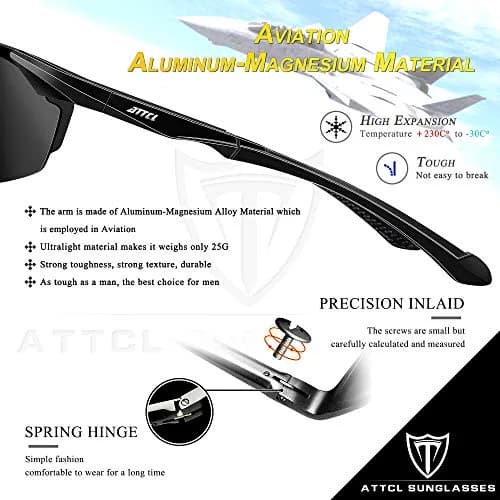 ATTCL Polarized UV Protection Sports Sunglasses for Men Aluminum-Mg Frame | Lightweight & Unbreakable thumbnail 4