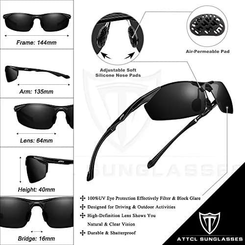 ATTCL Polarized UV Protection Sports Sunglasses for Men Aluminum-Mg Frame | Lightweight & Unbreakable thumbnail 5