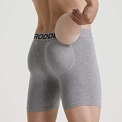 BRODDLE Men's Padded Boxer Briefs with Butt Enhancers - Grey Medium | Enhances Shape & Comfort thumbnail 4