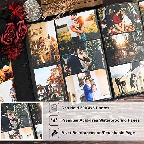 Ywlake Photo Album 4x6 500 Pockets | Extra Large Capacity Family Wedding Album with Leather Cover thumbnail 6