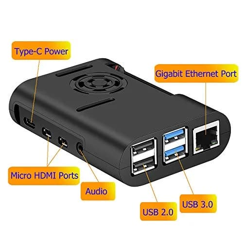 MazerPi Raspberry Pi 4 Case with Cooling Fan & Heatsink | ABS Protective Enclosure for Pi 4B thumbnail 4