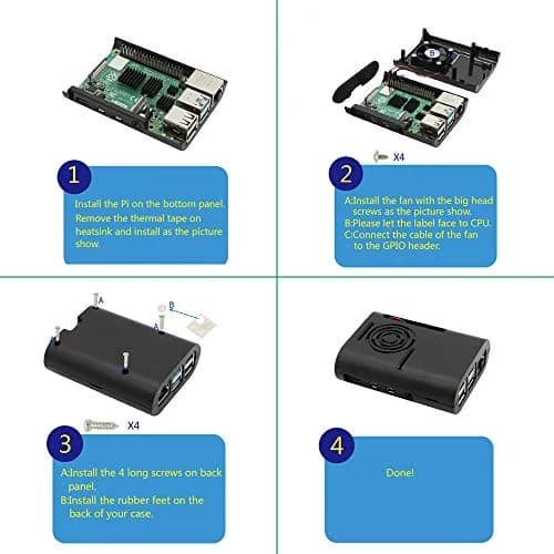 MazerPi Raspberry Pi 4 Case with Cooling Fan & Heatsink | ABS Protective Enclosure for Pi 4B thumbnail 2