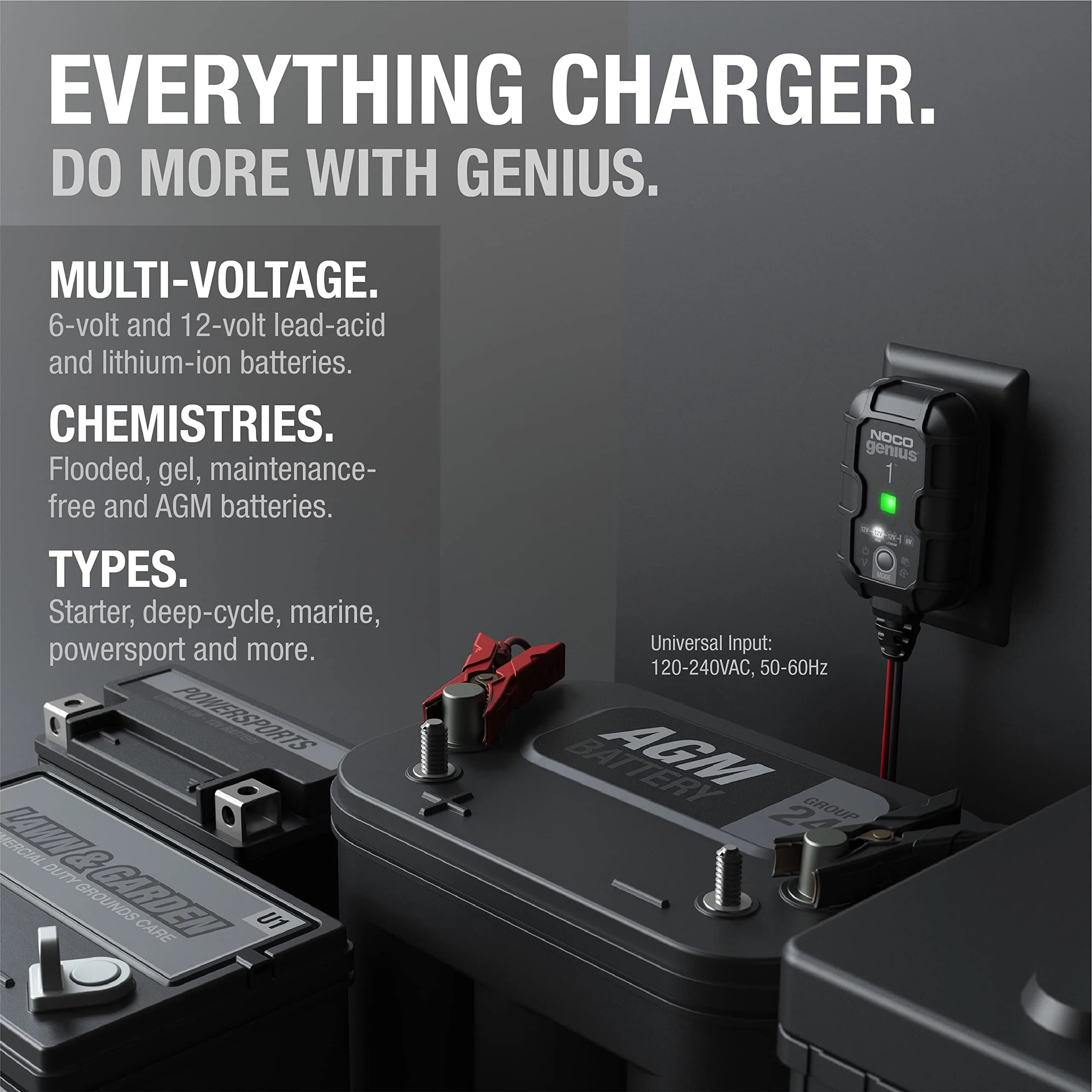 NOCO GENIUS1 1A 6/12V Smart Battery Charger & Maintainer | Charges Dead Batteries, Restores Health - view 5