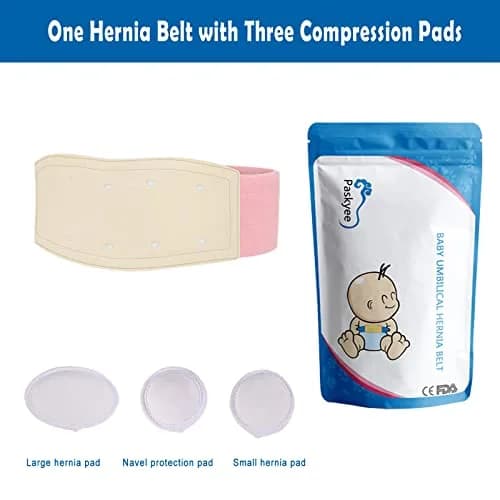 Paskyee Umbilical Hernia Belt for Newborns | Adjustable Cotton Navel Support Wrap, 4 Piece Set, Pink thumbnail 2