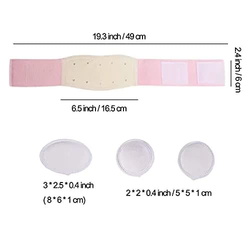 Paskyee Umbilical Hernia Belt for Newborns | Adjustable Cotton Navel Support Wrap, 4 Piece Set, Pink thumbnail 3