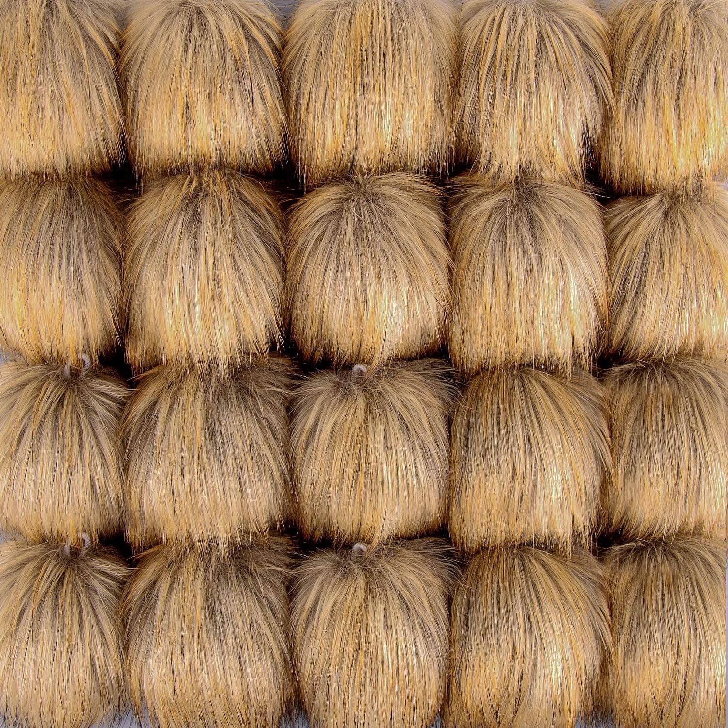 SIQUK 20 Pieces Faux Fur Pom Pom DIY 10cm (3.94 inches) | Fluffy Light Brown Pompoms for Hats, Scarves, Bags — Natural Color