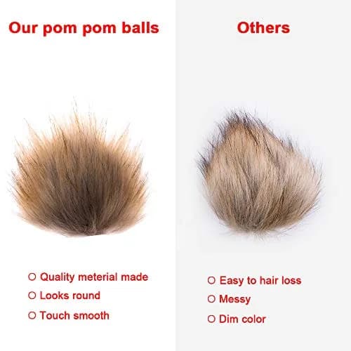 SIQUK 20 Pieces Faux Fur Pom Pom DIY 10cm (3.94 inches) | Fluffy Light Brown Pompoms for Hats, Scarves, Bags thumbnail 4