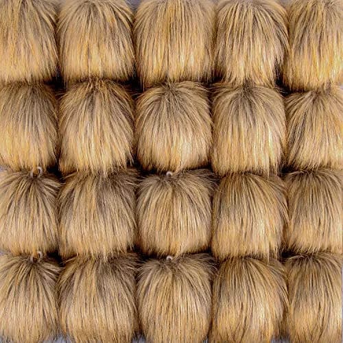 SIQUK 20 Pieces Faux Fur Pom Pom DIY 10cm (3.94 inches) | Fluffy Light Brown Pompoms for Hats, Scarves, Bags thumbnail 1